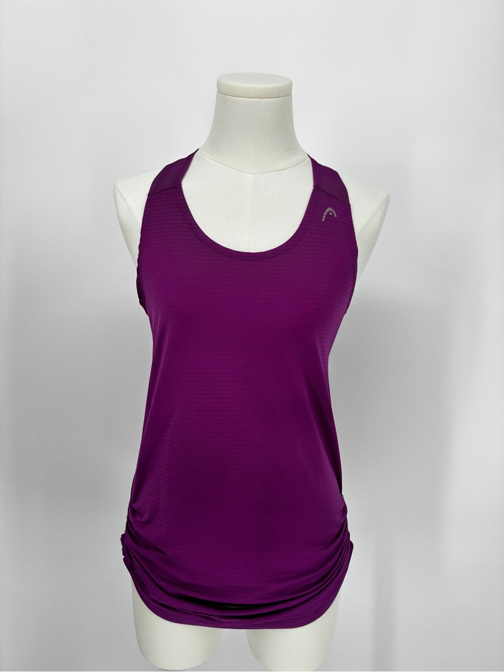 HEAD Tennis Gym Tank Top XS Purple Ruched Side Sleeveless Athletic Shirt